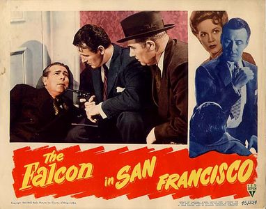 Tom Conway, Edward Brophy, Rita Corday, and George Holmes in The Falcon in San Francisco (1945)