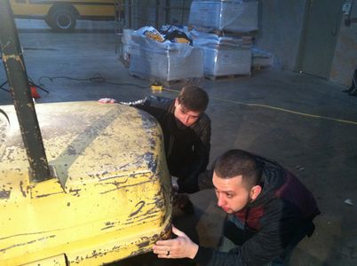 Devin Montgomery and Thomas Hiding ready to scare Kevin!!! on the set of 