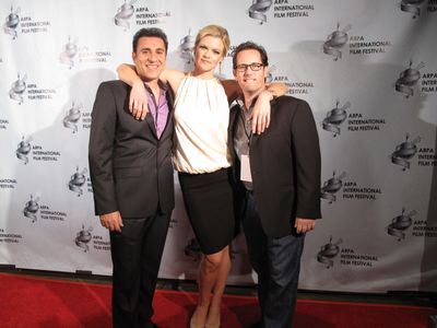 Actors Missi Pyle, Vahik Pirhamzei and director Marc Fusco on the red carpet at the Arpa Film Festival.
