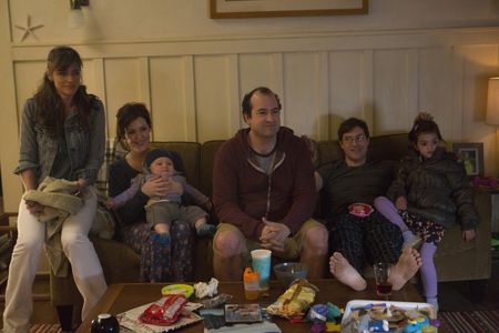Melanie Lynskey, Amanda Peet, Mark Duplass, Steve Zissis, and Abby Ryder Fortson in Togetherness (2015)