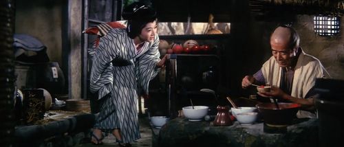Bokuzen Hidari and Naoko Kubo in Zatoichi's Flashing Sword (1964)