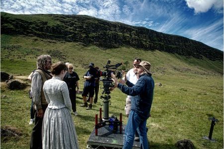 Ann Skelly and Michael Smiley directed by Allan Cubitt on the set of Death and Nightingales