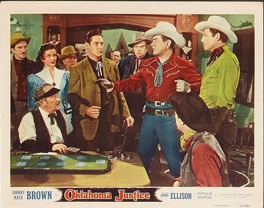 Johnny Mack Brown, Roy Butler, Phyllis Coates, James Ellison, and Marshall Reed in Oklahoma Justice (1951)