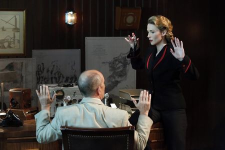 Ralph Brown and Bridget Regan in Agent Carter (2015)
