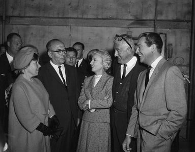 Barbara Stanwyck, Robert Taylor, William Castle, and Levi Eshkol at an event for The Night Walker (1964)