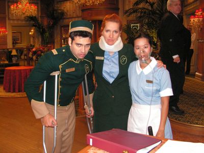 The Tipton Staff: Adrian R'Mante (Esteban),Sharon Jordan (Irene the Concierge),and Naomi Chan (Grace the Maid).