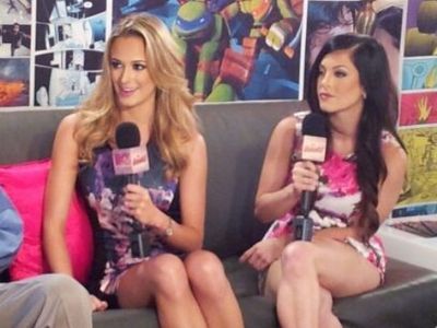 Jena Sims and Olivia Alexander interviewing with MTV Geek at Comic Con