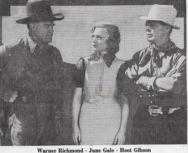 June Gale, Hoot Gibson, and Warner Richmond in Rainbow's End (1935)