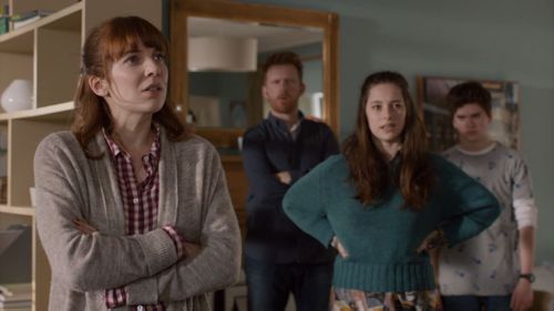 Tom Goodman-Hill, Katherine Parkinson, Theo Stevenson, and Lucy Carless in Humans (2015)