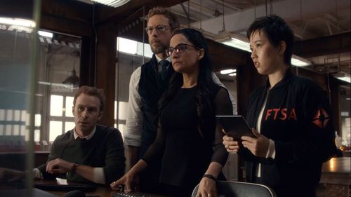 Still of Kris Holden-Ried, Archie Panjabi, Mark Rendall and Cihang Ma in Departure and The Tempest