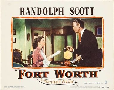 Randolph Scott and Helena Carter in Fort Worth (1951)