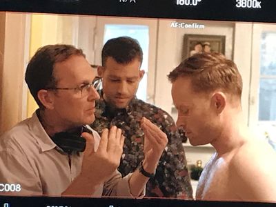 Del Shores directing Mat Hayes and Daniel Robaire on set of Cognitive