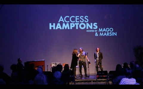 Marsin Mogielski presenting the Access Hamptons premiere at LTV Studios in East Hampton