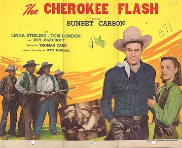 Roy Barcroft, Sunset Carson, Bud Geary, and Linda Stirling in The Cherokee Flash (1945)