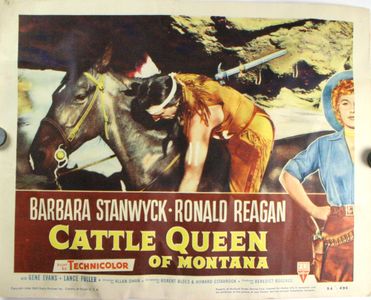 Barbara Stanwyck and Anthony Caruso in Cattle Queen of Montana (1954)