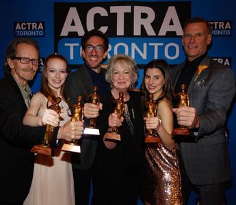 Stephen McHattie, Amybeth McNulty, Mark Little, Jayne Eastwood, Bryn McAuley and Rick Parker. Winners of the 2019 ACTRA 