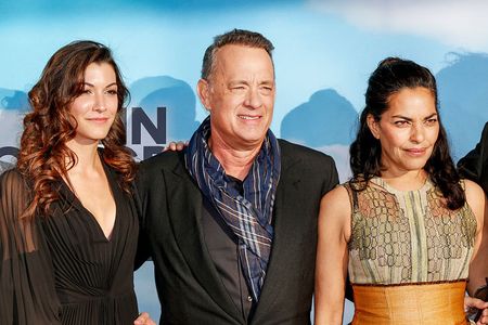 Amira El Sayed, Tom Hanks and Sarita Choudhury attend the german premiere of 'A Hologram for the King'
