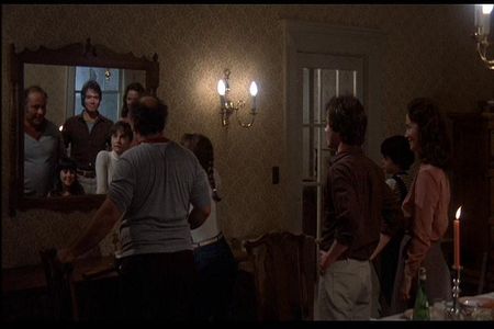 Rutanya Alda, Diane Franklin, Brent Katz, Erika Katz, Jack Magner, and Burt Young in Amityville II: The Possession (1982