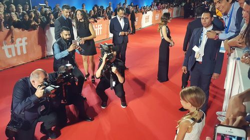 On the red carpet for Arrival at TIFF