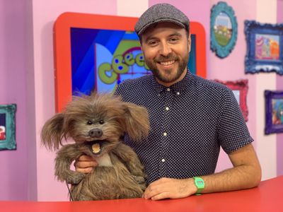 Warrick Brownlow-Pike and Dodge the Dog in the CBeebies House