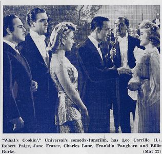 Billie Burke, Leo Carrillo, Jane Frazee, Charles Lane, Robert Paige, and Franklin Pangborn in What's Cookin' (1942)