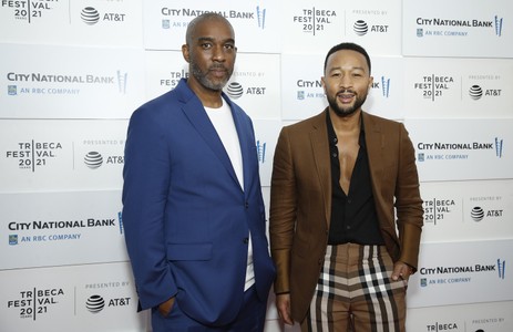 Mike Jackson and John Legend at an event for The Legend of the Underground (2021)