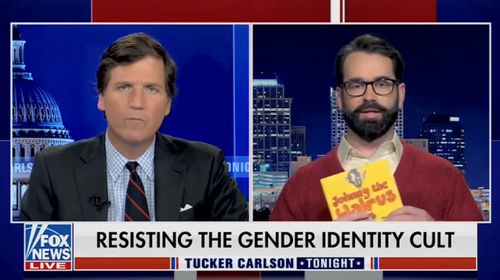 Tucker Carlson and Matt Walsh in What Is a Woman? (2022)