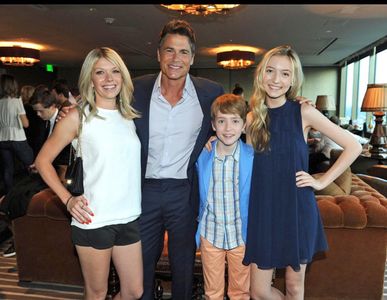 Connor Kalopsis with Mary Elizabeth Ellis, Rob Lowe, Hana Hayes at FOX Television Critics (TCA) party The Grinder