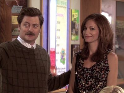 Nick Offerman and Jama Williamson in Parks and Recreation (2009)