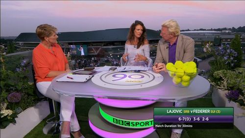 Boris Becker, Clare Balding, and Annabel Croft in Today at Wimbledon (1964)