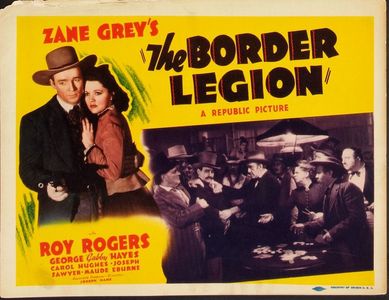 Roy Rogers, Ed Brady, Maude Eburne, and Carol Hughes in The Border Legion (1940)