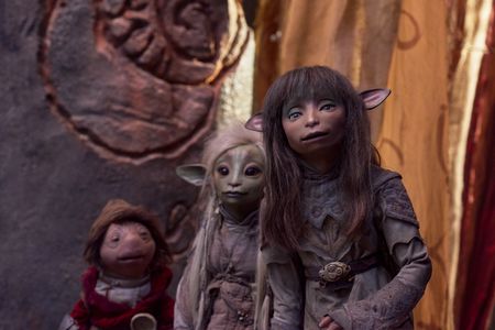 Victor Yerrid, Nathalie Emmanuel, Taron Egerton, and Beccy Henderson in The Dark Crystal: Age of Resistance (2019)