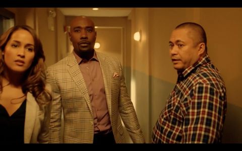 Brent Pope, with Morris Chestnut and Jaina Lee Ortiz, in Rosewood, Episode 2.13, Puffer Fish & Personal History, directe