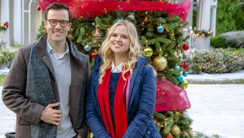 Cole Gleason and Maddie McCormick in Christmas at Pemberley Manor (2018)