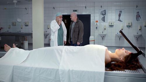 Milan Steindler, David Novotný, and Sabina Vosecká in The Case of the Dead Deadman (2020)