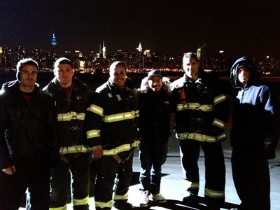 Still of Frank Fortunato with FDNY Firefighters Victor Vene, Tony Zella and Parkour Stuntmen in Run
