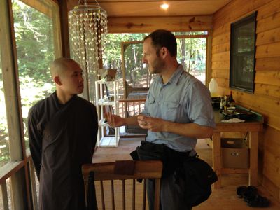 Marc J Francis (right) with Brother Phap Huu (left ) on location in Magnolia Grive monastery in Mississippi USA_photo by