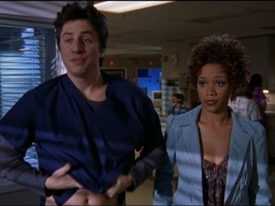 Zach Braff and Chrystee Pharris in Scrubs (2001)