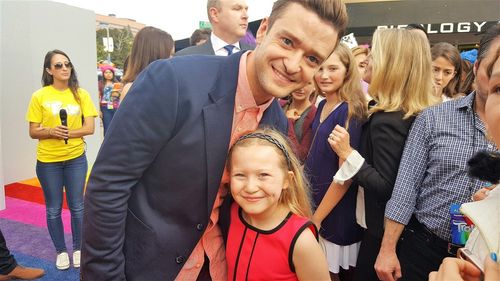Abigail with Justin Timberlake at red carpet premier of Trolls