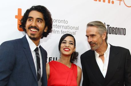 Jeremy Irons, Dev Patel, and Devika Bhise at an event for The Man Who Knew Infinity (2015)