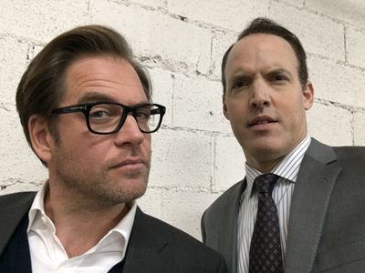 with Michael Weatherly on the set of Bull (CBS)