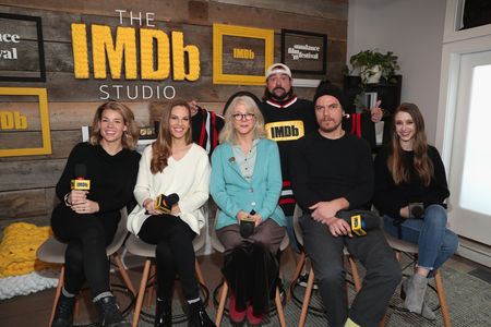 Blythe Danner, Kevin Smith, Hilary Swank, Michael Shannon, Elizabeth Chomko, and Taissa Farmiga at an event for What The