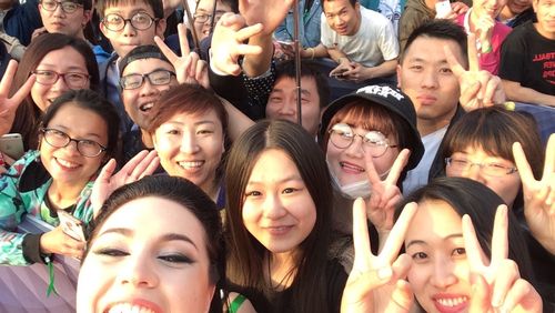 Elysha Jackson with fans at the Beijing International Film Festival