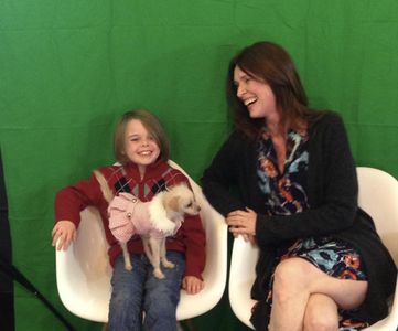 Christine Sloane with Hudson Riley and furbaby co-star, Daisy, at Electives EPK event