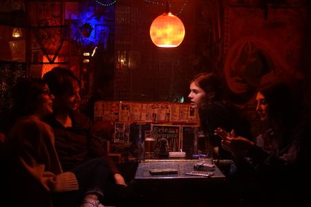 Carice van Houten, Alexandra Daddario, Kate Easton, and Andrew Rothney in Lost Girls and Love Hotels (2020)