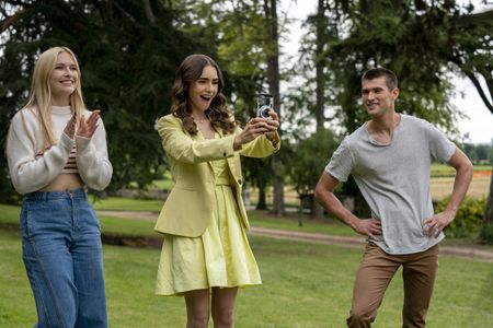 Lily Collins, Camille Razat, and Victor Meutelet in Emily in Paris (2020)
