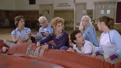 Carol Kane, Judge Reinhold, Miles Chapin, Teri Landrum, Marc McClure, and Debralee Scott in Pandemonium (1982)