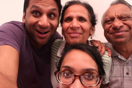 Geeta Vasant Patel, Ravi Patel, Vasant K. Patel, and Champa V. Patel in Meet the Patels (2014)