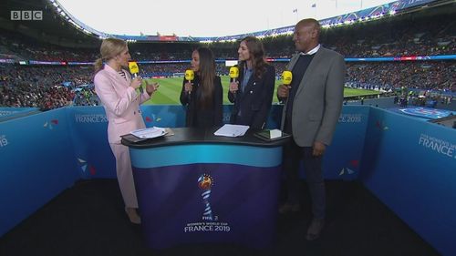 Gabby Logan, Hope Solo, Dion Dublin, and Alex Scott in BBC Sport: FIFA Women's World Cup 2019 (2019)