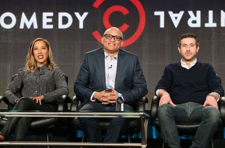 Robin Thede, Larry Wilmore, Rory Albanese present The Nightly Show at 2014 TCAs in Pasadena, CA